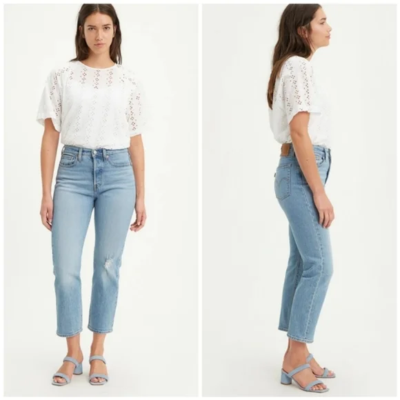 Levi's Wedgie Straight Leg Crop Jeans Tango Blue - Picture 2 of 3